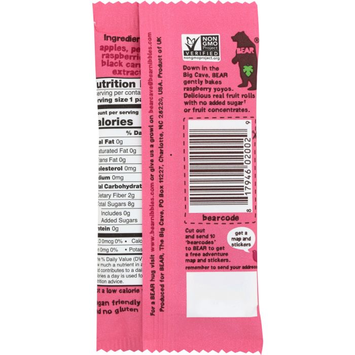 BEAR YOYO: Raspberry Fruit Rolls Single, 0.7 oz