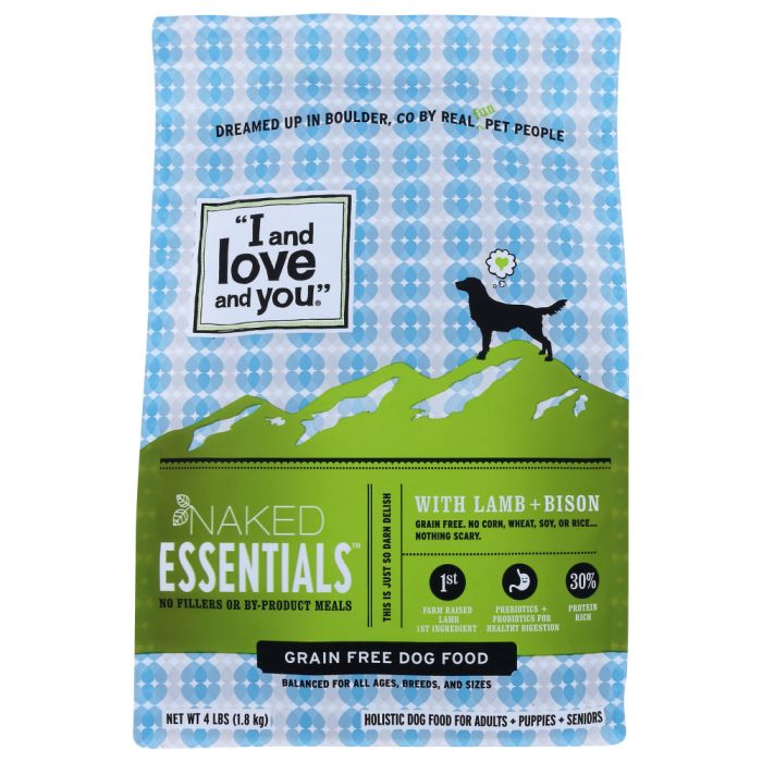 I&LOVE&YOU: Naked Essentials Kibble Lamb & Bison Dog Food, 4 lb