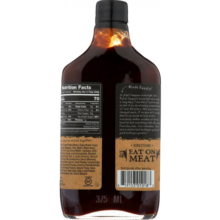 RUFUS TEAGUE: Whiskey Maple Bbq Sauce, 16 oz