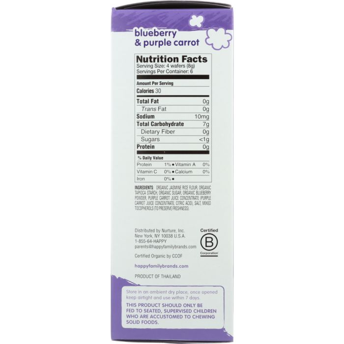 HAPPY BABY: Gentle Teething Wafers Blueberry & Purple Carrot Org, 1.7 oz