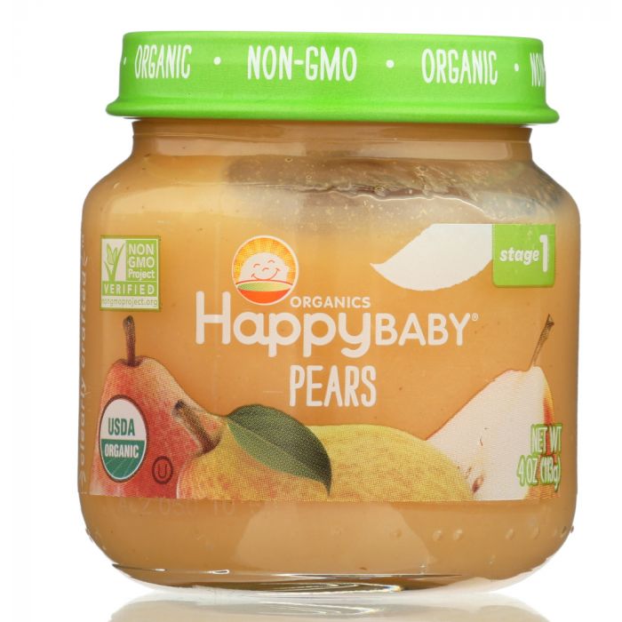 HAPPY BABY: Stage 1 Pears Baby Snack in Jar, 4 oz