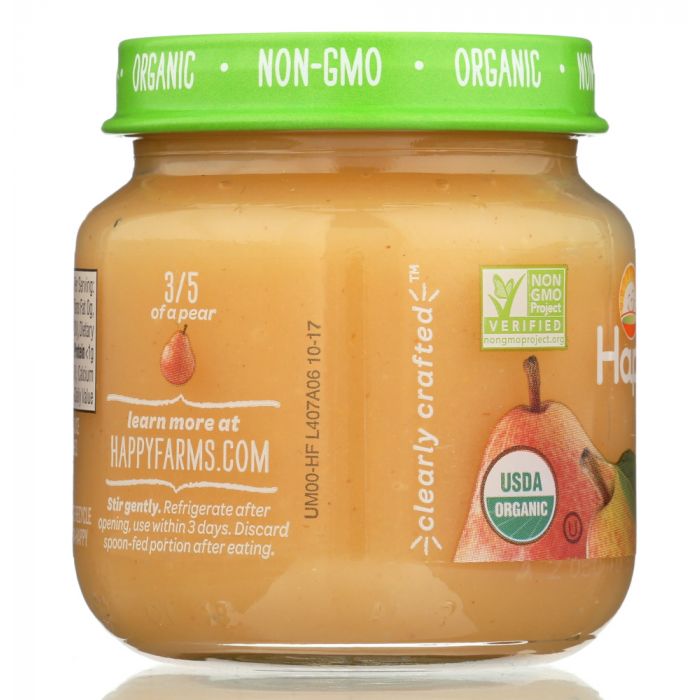 HAPPY BABY: Stage 1 Pears Baby Snack in Jar, 4 oz