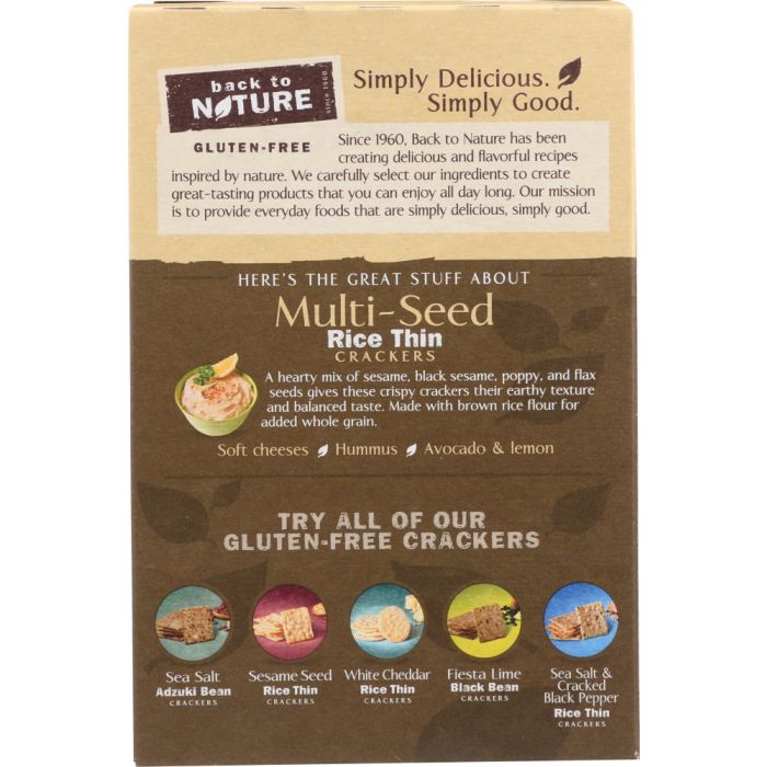 BACK TO NATURE: Gluten Free Rice Thins Multi-seed, 4 oz