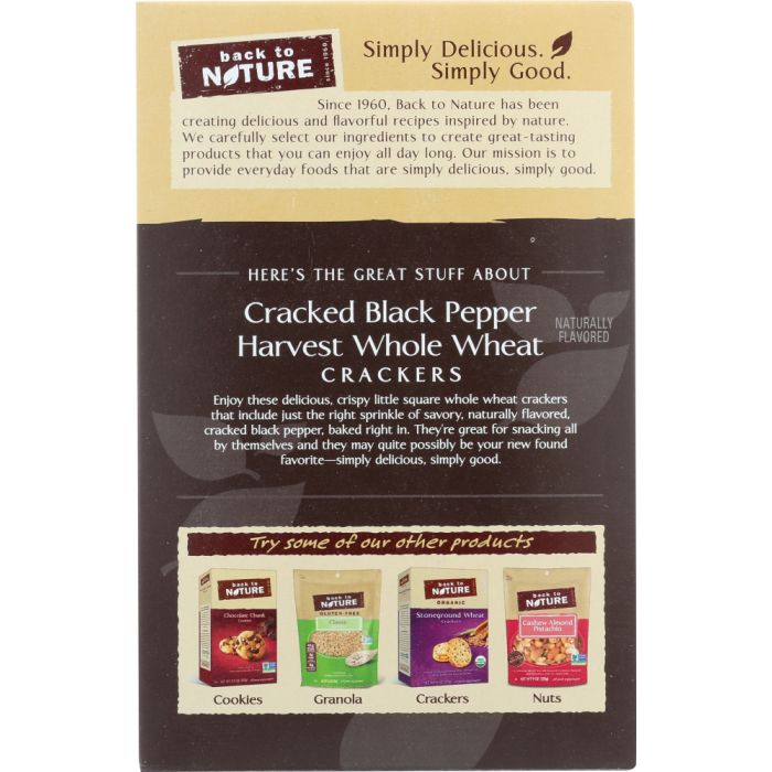 BACK TO NATURE: Cracked Black Pepper Harvest Whole Wheat Crackers, 8.5 oz