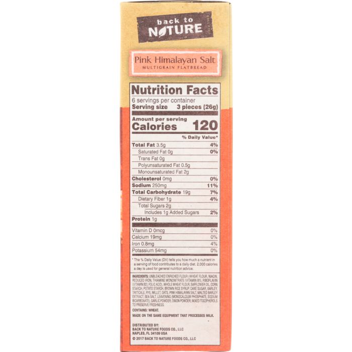 BACK TO NATURE: Pink Himalayan Salt Multigrain Flatbread Cracker, 5.5 oz