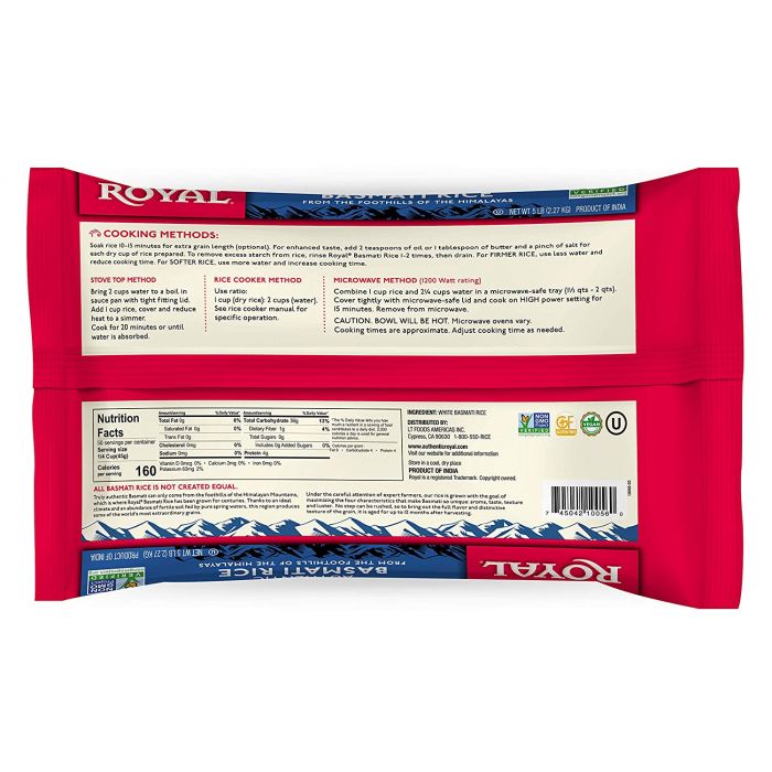 ROYAL: Basmati Rice Poly Pillow Pack, 5 lb