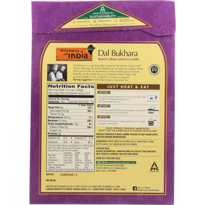 KITCHENS OF INDIA: Entre Ready To Eat Dal Bukhara Curry, 10 oz