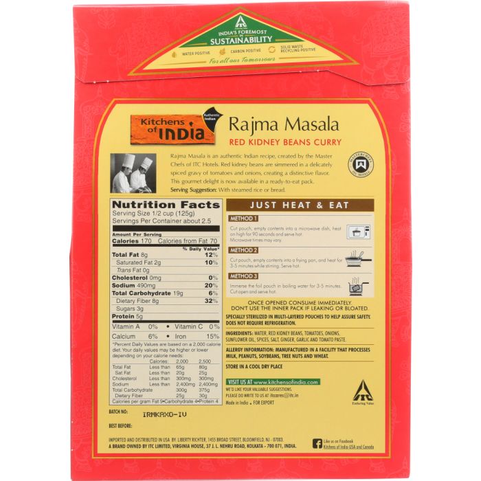 KITCHENS OF INDIA: Entre Ready To Eat Rajma Masala Curry, 10 oz