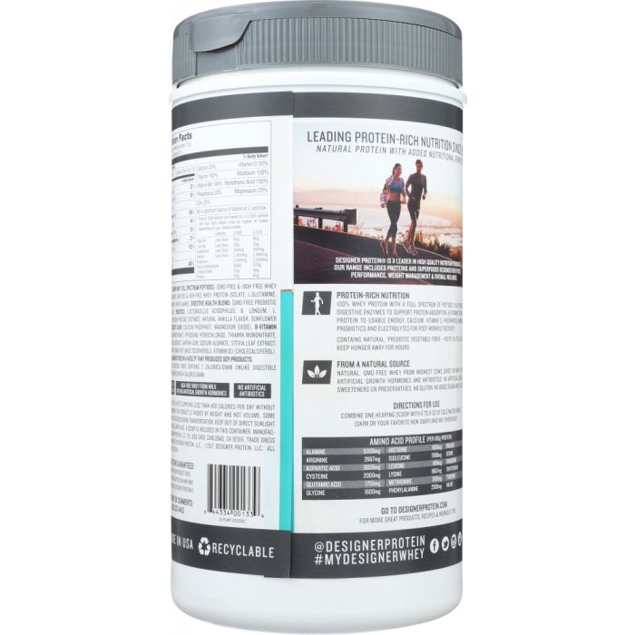 DESIGNER PROTEIN WHEY: 100% Premium Protein French Vanilla, 2 lb