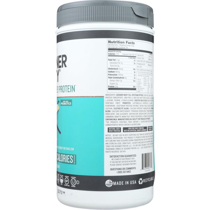 DESIGNER PROTEIN WHEY: 100% Premium Protein French Vanilla, 2 lb