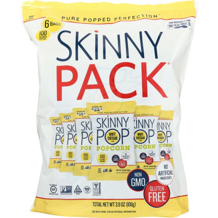 SKINNY POP: White Cheddar Popcorn 6 Count, 3.9 oz