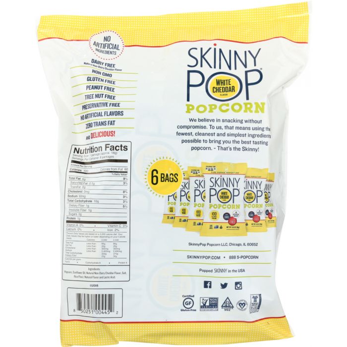 SKINNY POP: White Cheddar Popcorn 6 Count, 3.9 oz