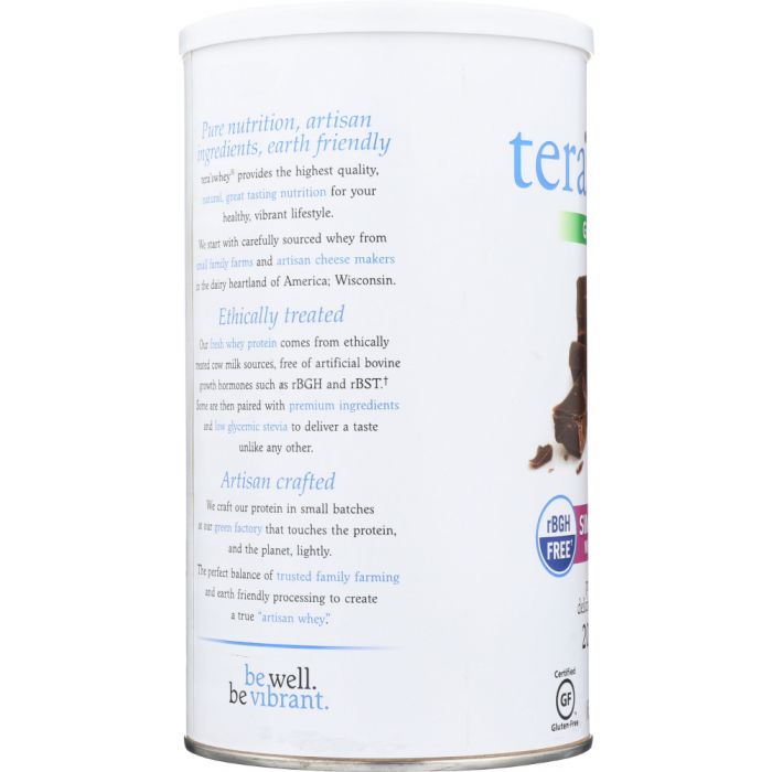 TERA'S WHEY: rBGH Free Whey Protein Fair Trade Dark Chocolate, 12 oz