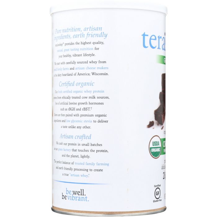 TERA'S WHEY: Grass Fed Organic Whey Protein Fair Trade Dark Chocolate, 12 oz