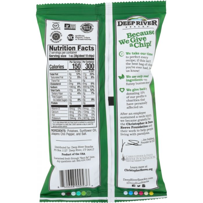 DEEP RIVER: Kettle Cooked Potato Chips Zesty Jalapeno, 2 oz