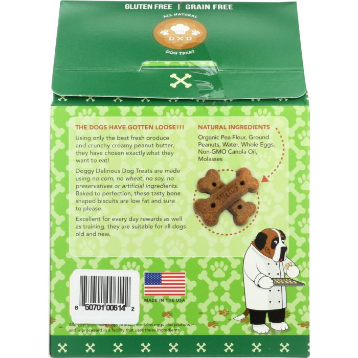 DOGGY DELIRIOUS: Natural Dog Treats Grain Free Peanut Butter Bones, 16 oz