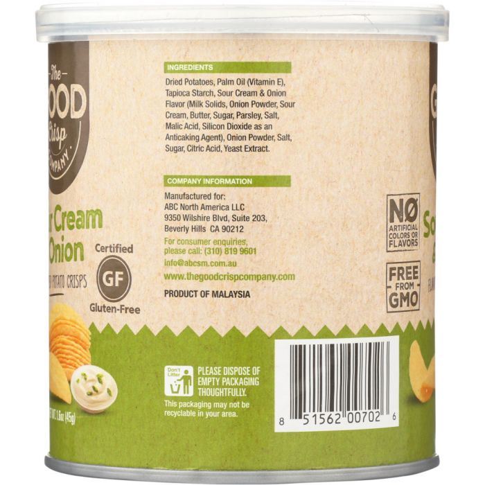 THE GOOD CRISP COMPANY: Potato Crisps Sour Cream & Onion Flavor Singles, 1.6 oz