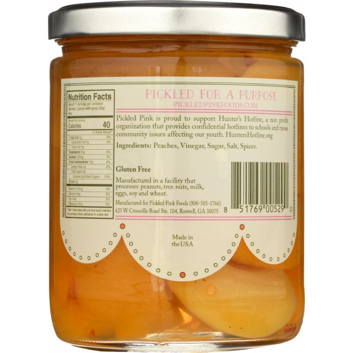 PICKLED PINK FOODS LLC: Peaches Pickled, 16 oz