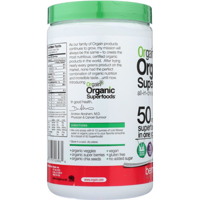 ORGAIN: Superfoods Berry Org, 0.62 lb