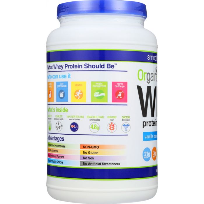 ORGAIN: Whey Protein Powder Vanilla Bean, 1.82 lb