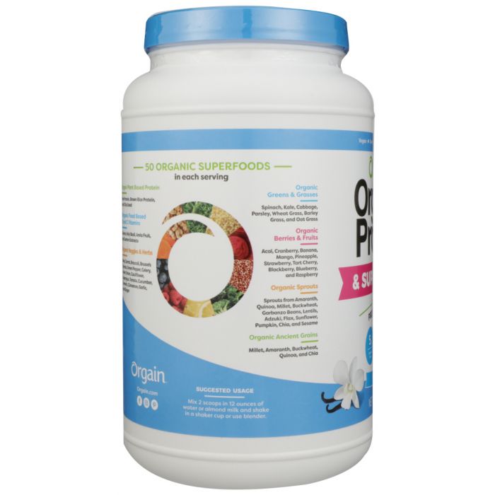 ORGAIN: Organic Protein & Superfoods Vanilla Bean Powder, 2.02 lb