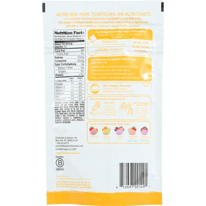 HAPPY BABY: Organic  Yogis Yogurt and Fruit Snacks Banana Mango, 1 oz