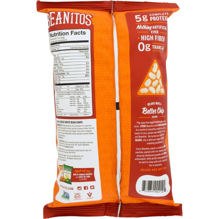 BEANITOS: White Bean Chips Nacho Cheese, 6 oz