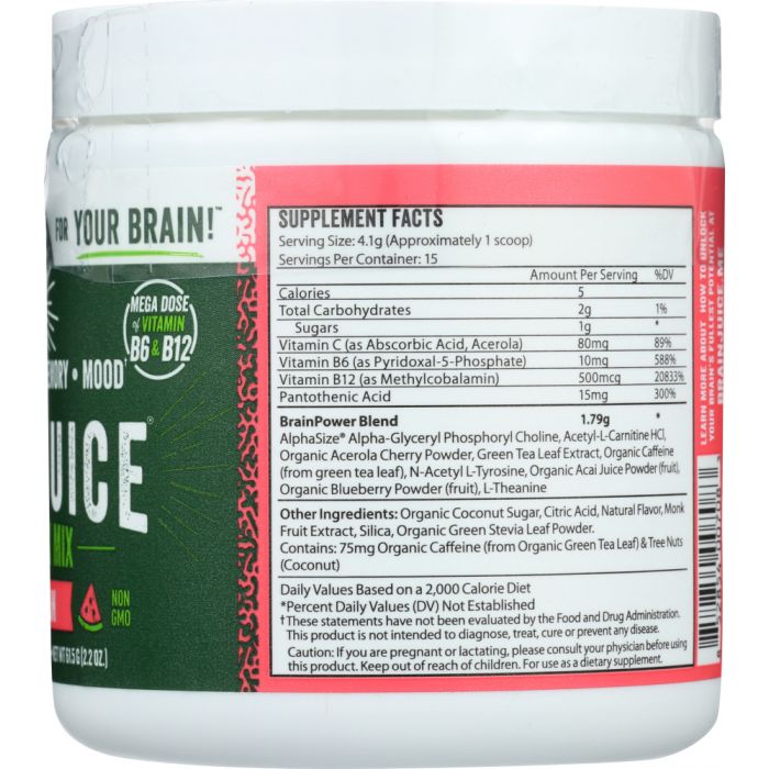 BRAINJUICE: Original Watermelon Powder 15 Serving, 2.2 oz