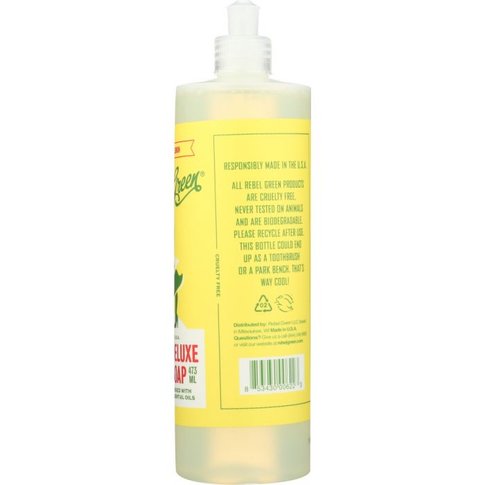 REBEL GREEN: Dish Soap Peppermint Lemon, 16 oz