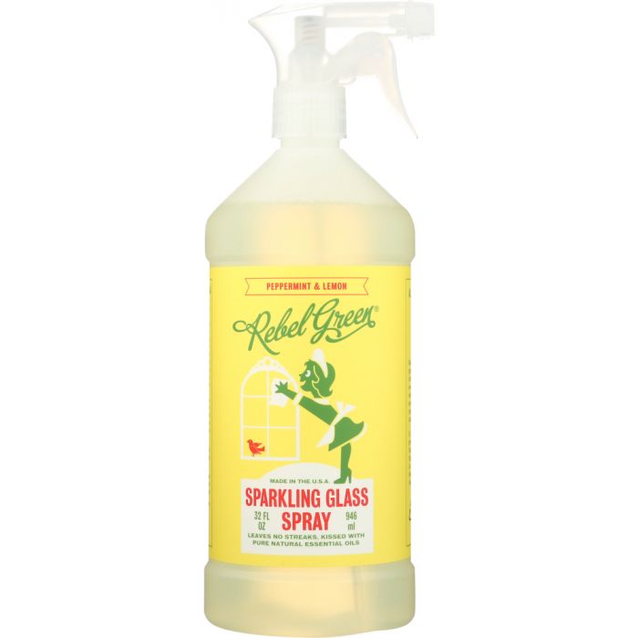 REBEL GREEN: Sparkling Glass Spray Peppermint & Lemon, 32 oz