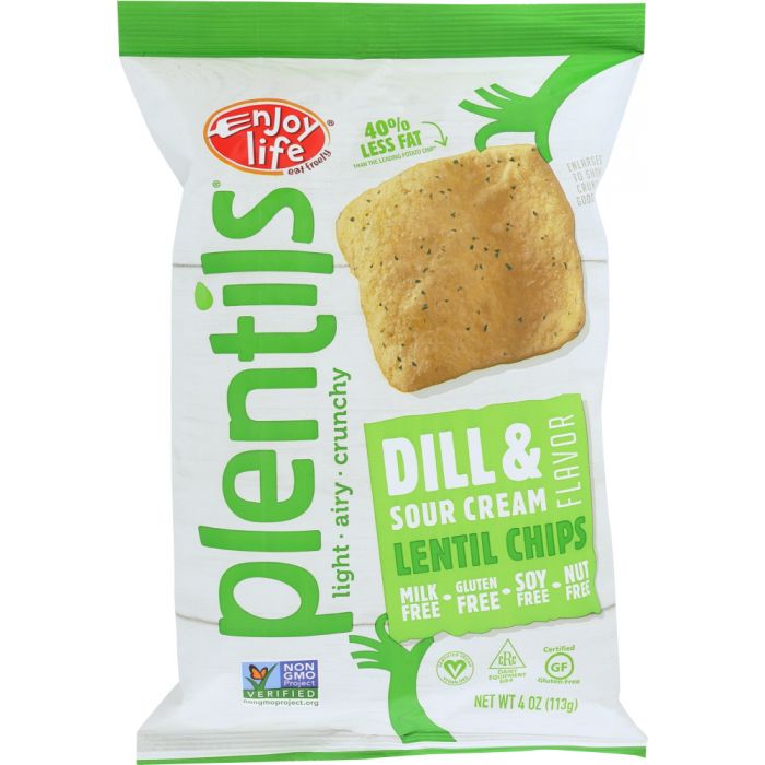 ENJOY LIFE: Plentils Crunchy Lentil Chips Dill & Sour Cream, 4 oz