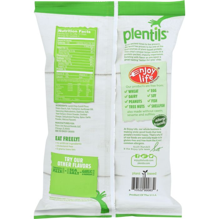 ENJOY LIFE: Plentils Crunchy Lentil Chips Dill & Sour Cream, 4 oz