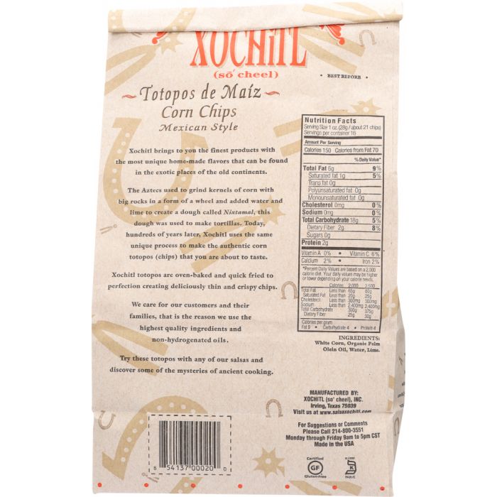 XOCHITL: Corn Chips Unsalted Mexican Style, 16 oz