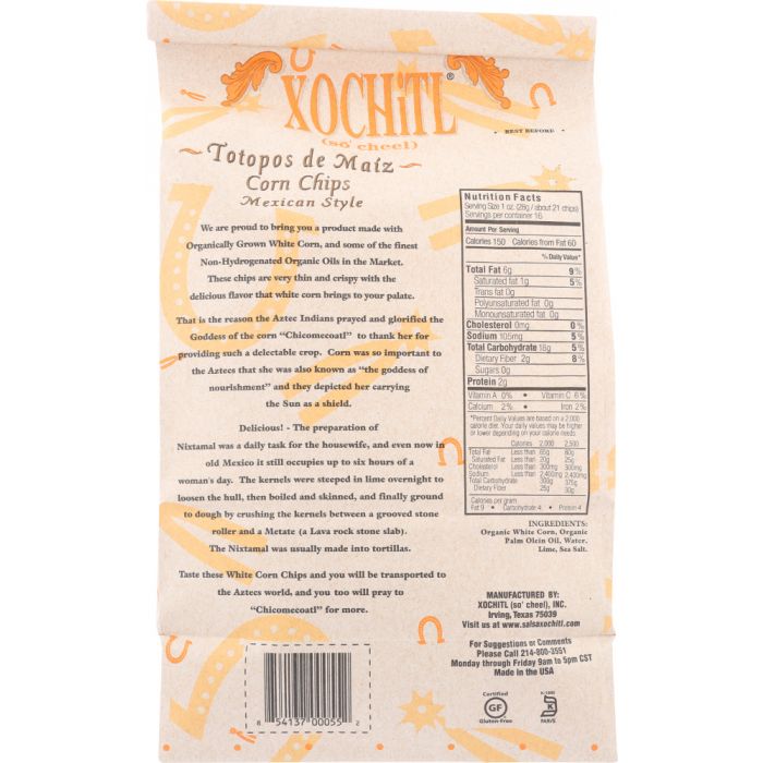 XOCHITL: Mexican Style Organic White Corn Chips, 16 oz