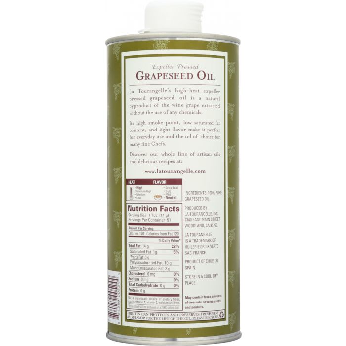 LA TOURANGELLE: Grapeseed Oil, 750 ml