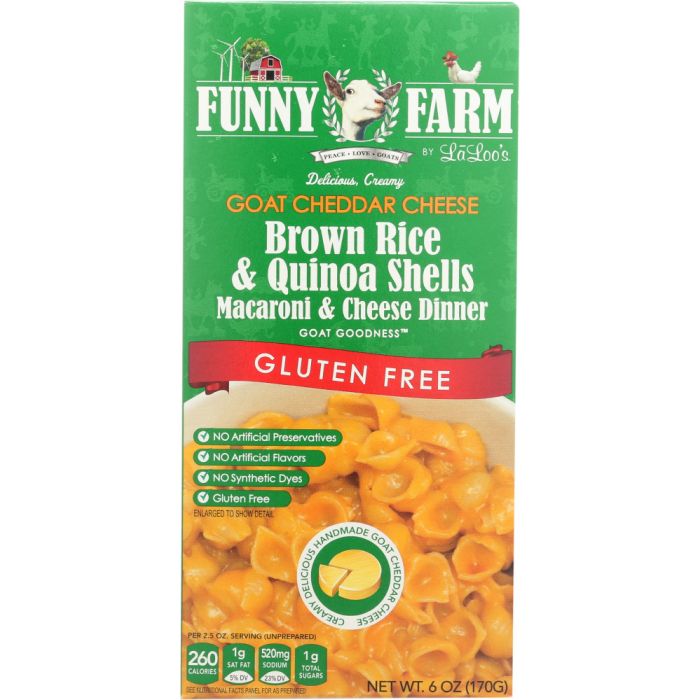 FUNNY FARMS: Brown Rice Quinoa Macaroni and Cheese Gluten Free, 6 oz