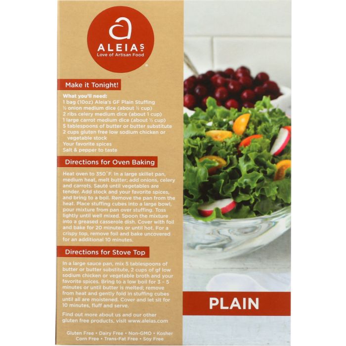 ALEIAS: Stuffing Mix Plain Gluten Free, 10 oz