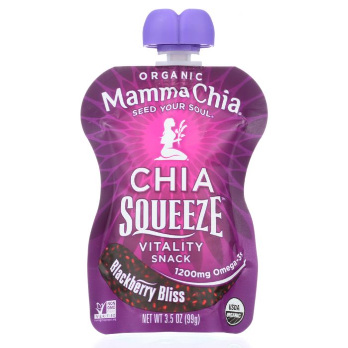 MAMMA CHIA: Organic Chia Squeeze Vitality Snack Blackberry Bliss, 3.5 oz