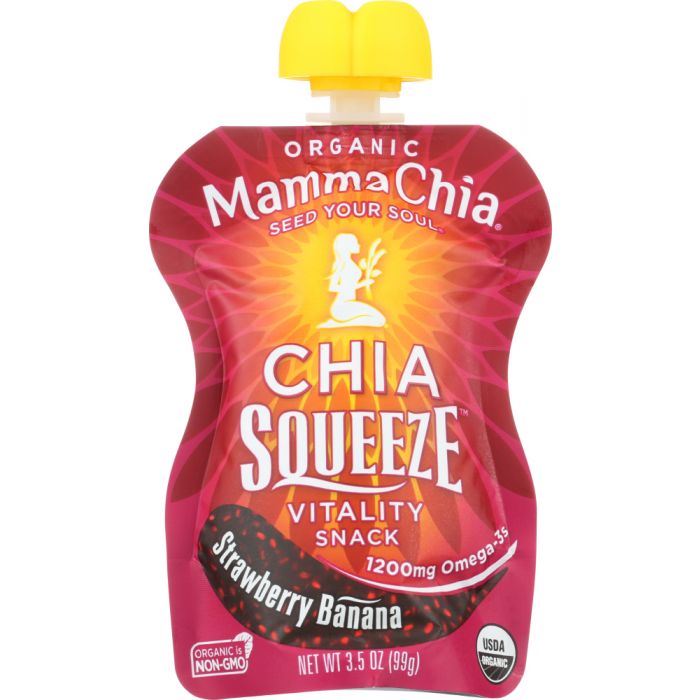 MAMMA CHIA: Organic Chia Squeeze Vitality Snack Strawberry Banana, 3.5 oz