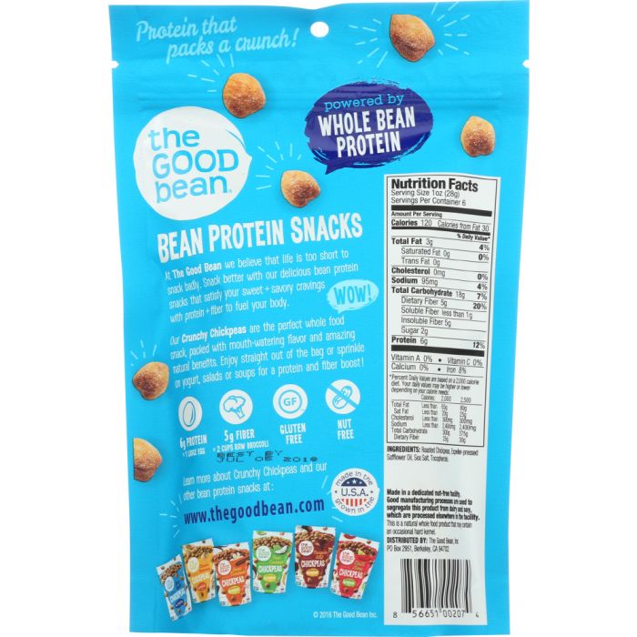 THE GOOD BEAN: Crispy Crunchy Chickpeas Sea Salt, 6 oz