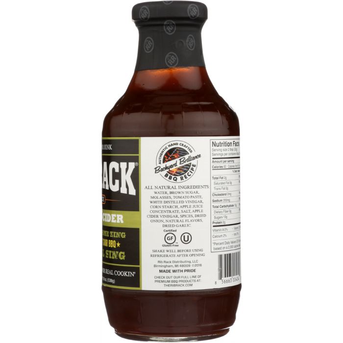 RIB RACK: Campfire Cider BBQ Sauce, 19 oz