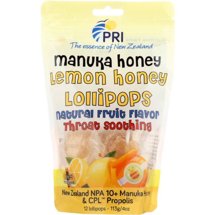 PRI: Lollipops Lemon & Honey Throat Soothing 12 Counts, 4 oz