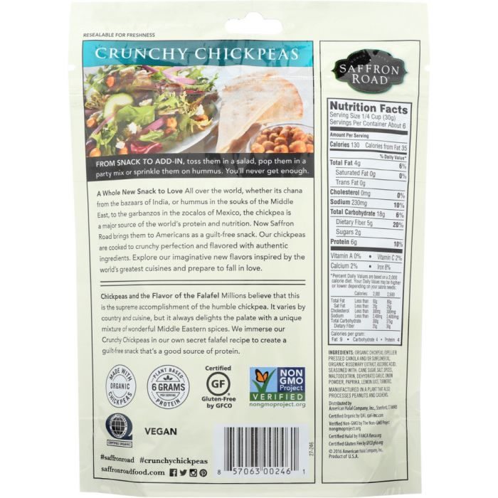 SAFFRON ROAD: Falafel Crunchy Chickpeas, 6 oz