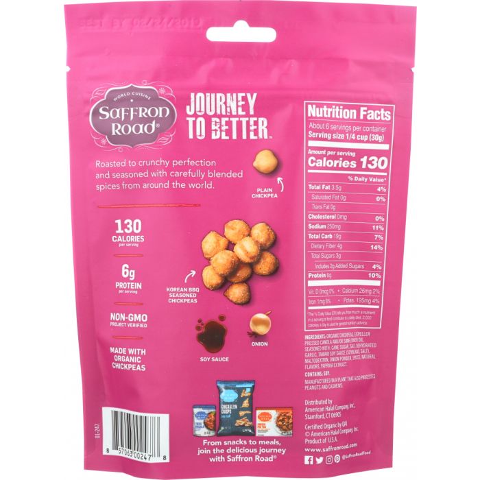 SAFFRON ROAD: Korean BBQ Crunchy Chickpeas, 6 oz