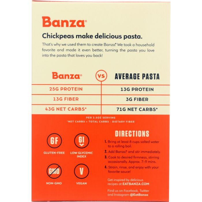 BANZA: Rotini Chickpea Pasta, 8 oz