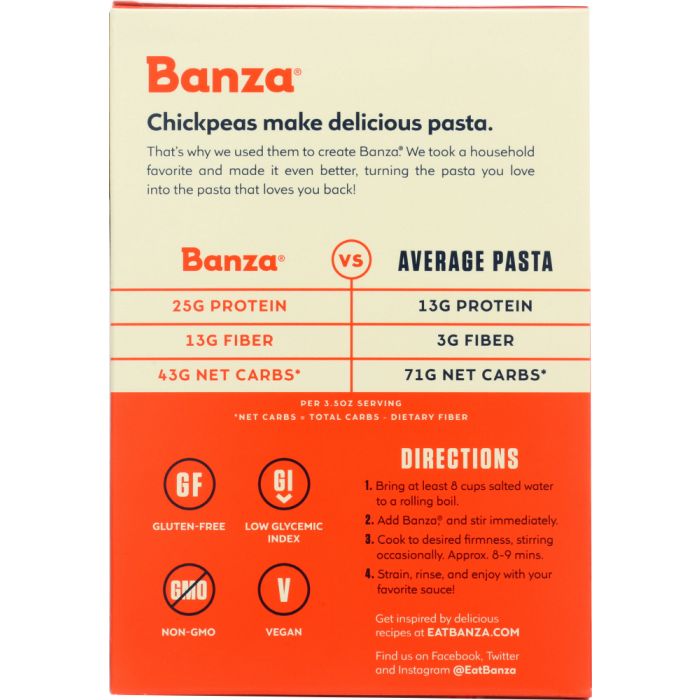 BANZA: Elbows Chickpea Pasta, 8 oz