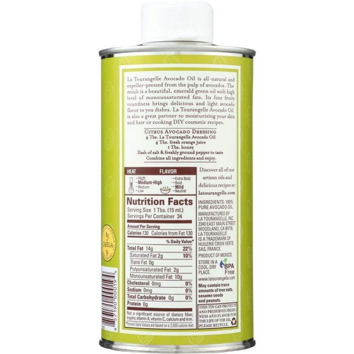 LA TOURANGELLE: Avocado Oil, 16.9 oz