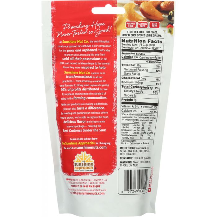 SUNSHINE NUT COMPANY: Cashews Roasted Spices, 7 oz