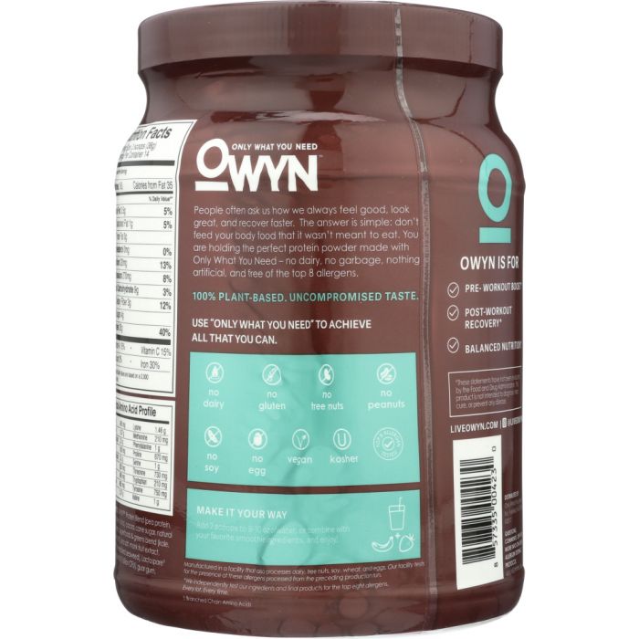 OWYN: Protein Powder Dark Chocolate, 1.2 lb