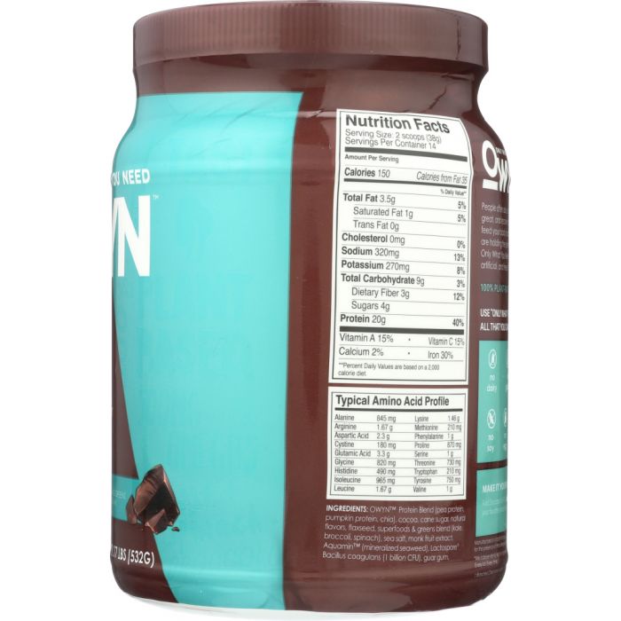 OWYN: Protein Powder Dark Chocolate, 1.2 lb